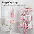Pink 5-Piece Bathroom Accessory Set | Rustproof & Waterproof | Drill-Free Shower Storage Rack